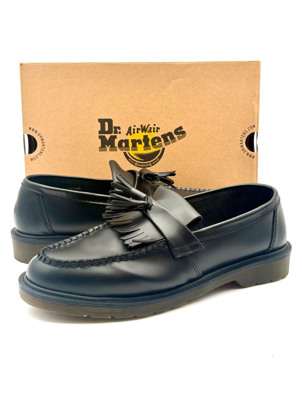 NIB Dr. Martens Adrian Black Polished Smooth Tassel Loafers Men’s Size 11